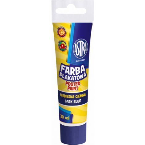 Farba plakatowa Astra, 30ml, niebieska ciemna